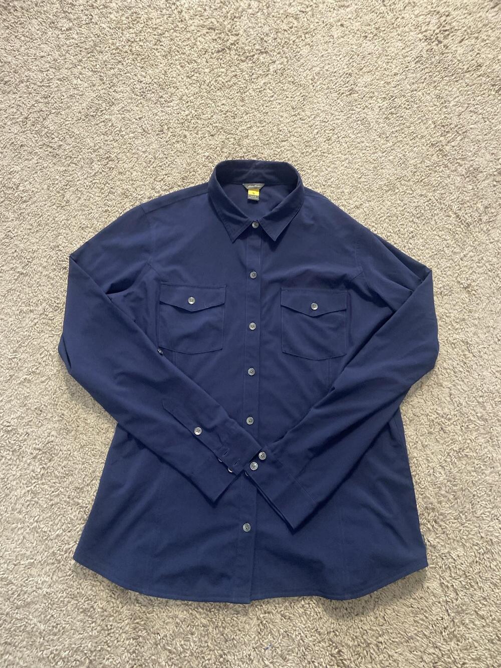 Eddie Bauer Shirt Womens L Blue Button Up Long Sleeve Casual Basic Spring Top
